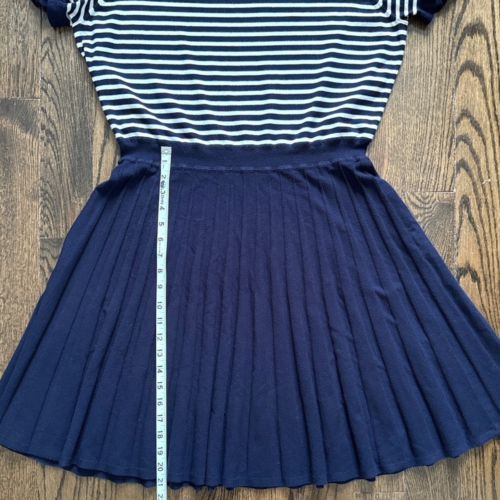 Draper James Knit Dress XXL Nautical Striped Ruffle Sleeve Pleated Skirt Stretch - Picture 9 of 13